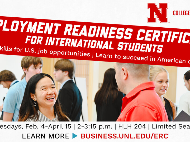 College of Business Employment Readiness Certification for International Students classflyer