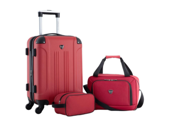 3 piece red luggage set