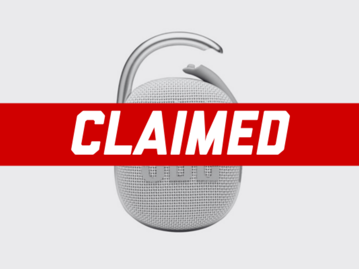 Speaker with a 'claimed' banner over it