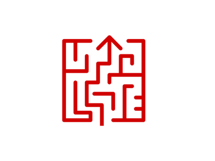 maze with arrow pointing through icon