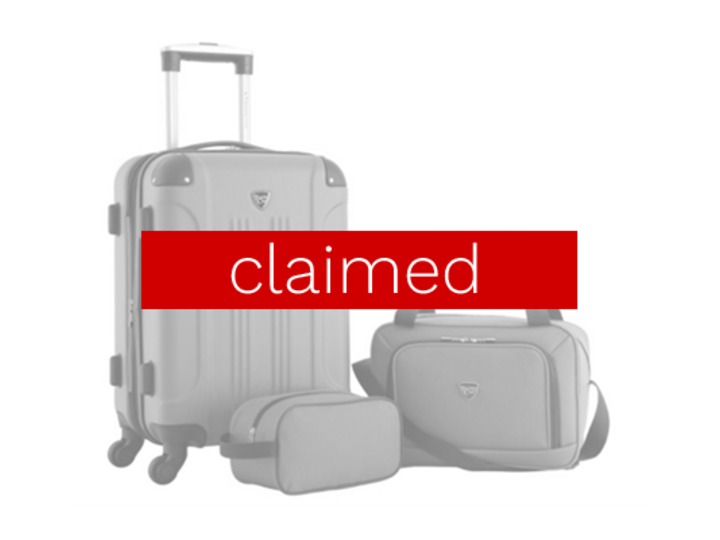 suitcases greyed out with the word claimed over top