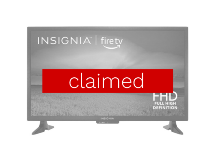 a greyed out flatscreen television with the word "claimed" crossing it out