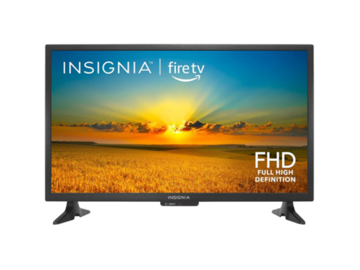 Television with sunset on screen