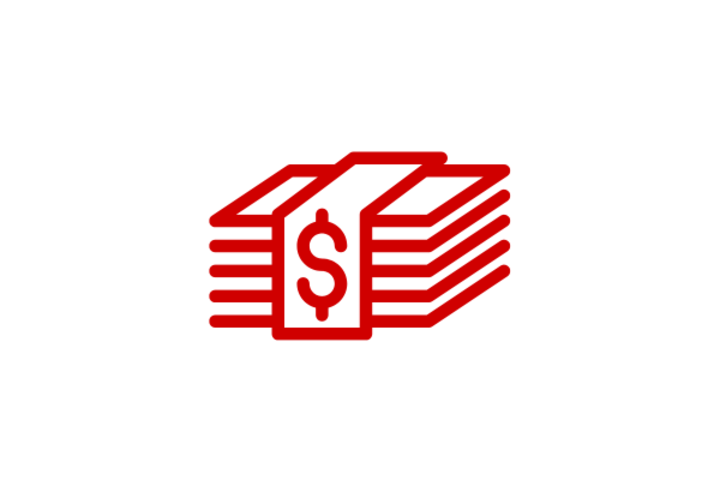 Red cash pile icon